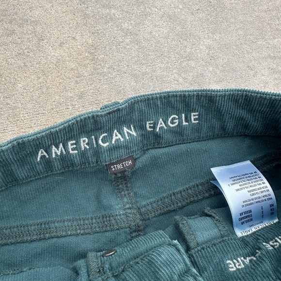 American Eagle AE button stretchy corduroy flare leg wide jean pant boot cut - Picture 6 of 9